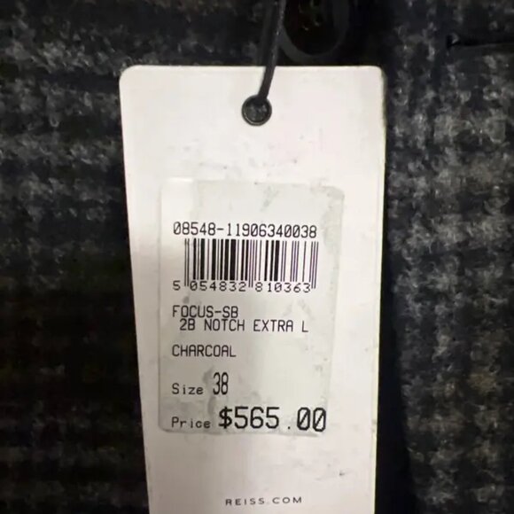 Reiss Charcoal Check Blazer 38 Focus - Picture 7 of 9